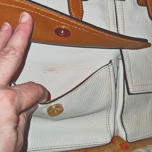 Dooney & Bourke  Florentine Clayton Tan and White Wth Tassels - Picture 7 of 15